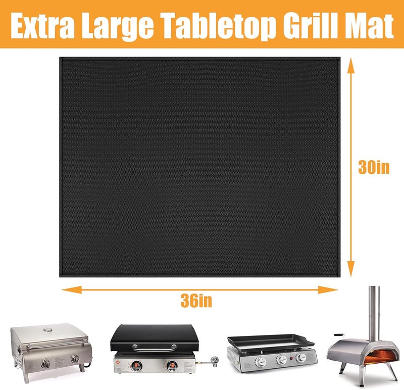 Amerbro 36x30in Heat Resistant Grill Mats for Outdoor Grill to Protect Your Prep Table and Outdoor Grill Table - Fire Proof & Water Proof & Oil Proof BBQ Mat - Black (1mm) - Image 5